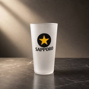 Verres à bière japonais SAPPORO Super Dry <span class=keywords><strong>ASAHI</strong></span> givrés avec inscription japonaise, ultra-fins, sans plomb, design minimaliste, foncés - Product Image 3