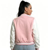Blouson Bomber Court Personnalisé de Haute Qualité pour Femme – Élégant, Épaules Tombantes, Broderie Chenille, Style Universitaire, Collection Automne