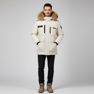Giacca in Piumino 80% Stile Canadese con Logo Personalizzato, Cappuccio, Tessuto Vellutato, Spessa, Calda, Antirughe, Unisex, per Coppie - Product Image 1