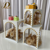 JINDA Présentoir Carré Moderne en Métal pour Buffet de Mariage, Socle à Gâteau, Support de Présentation pour Aliments et Desserts pour Événements et Fêtes