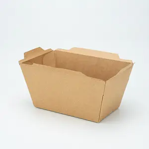 Venta al por mayor de frutas rectangulares para llevar caja de papel Kraft almuerzo Bento ensalada caja de embalaje con tapas transparentes para mascotas
