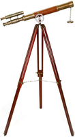 Télescope à trépied à double baril en laiton vintage nautique avec support en bois Astro télescope avec trépied en bois naturel