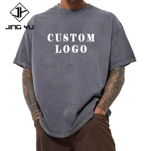 Hoge Kwaliteit Steen Wash Boxy Fit Heren T-Shirt Zak Casual Oversized Tshirt Acid Wash Blanco Custom T-Shirt Voor Mannen