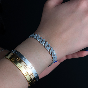 Bracelet Classique en Diamants de Laboratoire VVS, Maille Cubaine, Coupe Ronde Brillante, Bijoux Fins de Luxe, Bracelet Tendance - Product Image 6