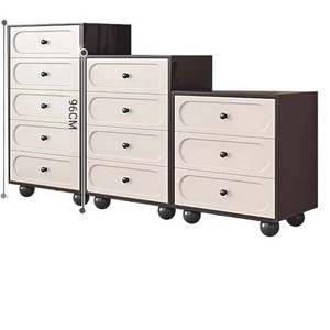 Solid Wood Chest Of Drawers 6 Drawer Black White Bedroom <b>Storage</b> Cabinet Dresser With Round Knobs And Wheels - Product Image 5
