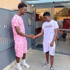 Ensemble T-shirt et short <span class=keywords><strong>homme</strong></span> coupe slim imprimé intégral, style streetwear personnalisé OEM, <span class=keywords><strong>tenue</strong></span> d'été 2 pièces, fournisseur en gros - Product Image 4