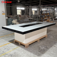 Table de conférence moderne incurvée avec base en bois pour chambre d'enfant et bureau
