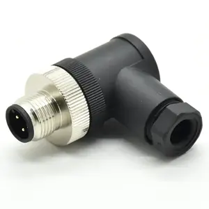 ขั้วต่อกันน้ำ M12 คุณภาพสูง IP67 แบบตัวผู้ ขั้วต่อ M12 รหัส A 4 ขา แบบมุมฉาก - Product Image 5