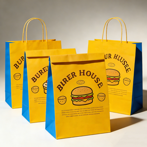 Sacs en papier kraft biodégradables et écologiques avec logo personnalisé pour les emballages de hamburgers, frites, poulet frit et plats à emporter - Product Image 4