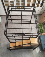 Lit mezzanine double pour étudiants et adultes avec cadre en acier métallique pour bureau pour dortoir, école ou hôtel avec fonction de rangement
