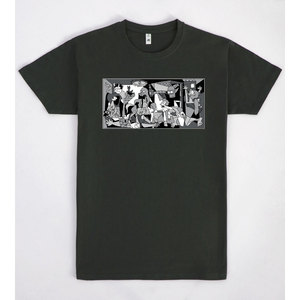 T-shirt Future Guernica con stampa artistica nera, abbigliamento casual da uomo - Product Image 1