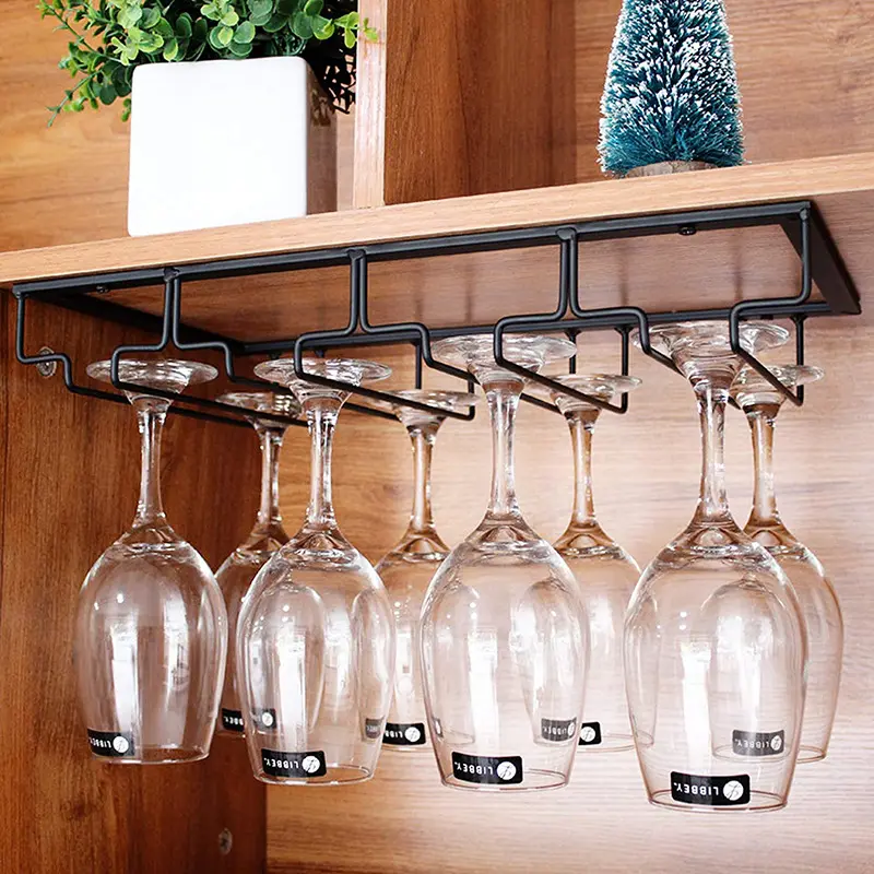 Cabide de vidro personalizado do vinho, cabide organizador de vidro do vinho do metal para cozinha do bar