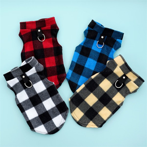 Pet Fleece Vest Plaid Design D-<b>Ring</b> For Dog <b>Cat</b> Autumn Winter Wear - Product Image 1