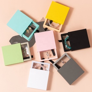 Box Packaging Transparent PE Film Plastic 3D Floating Frame Jewelry Display Holder Case Box Packaging With Paper Drawer Box Schmuckkastchen