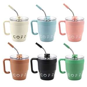 480ml Cross-Border High-Value Stainless Steel Water <b>Cup</b> Office Fashion Wake-up Coffee <b>Sippy</b> with <b>Straw</b> for Home Travel - Product Image 1