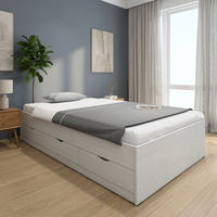 Lit simple en bois Furnizone 2253, design moderne, couleur personnalisable, origine Malaisie, pour hôtels, design à panneaux, non pliable - Vente chaude