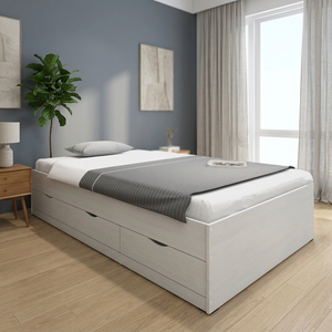 Hot Selling Furnizone Modern 2253 <b>Single</b> Wooden <b>Bed</b> Frame Customized Color Malaysia Origin Hotel Use Panel Design - Product Image 2