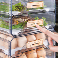 Boîte de rangement pour cuisine réfrigérateur Boîte de conservation des aliments congelés de style tiroir Couvercle de ruban adhésif transparent Boîte à oeufs de rangement rectangulaire