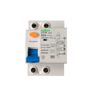 Good quality 30MA 100MA cheap RCD RCCB 64A IEC residual current circuit breaker for solar PV