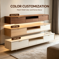 Console TV flottante moderne personnalisée avec rétroéclairage LED, tiroirs blancs, poignées dorées, meuble mural pour salon ou hôtel, OEM ODM