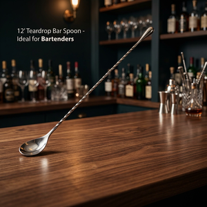 Cuillère à bar en acier inoxydable à design torsadé, long manche, cuillère à mélanger pour cocktails - Product Image 1