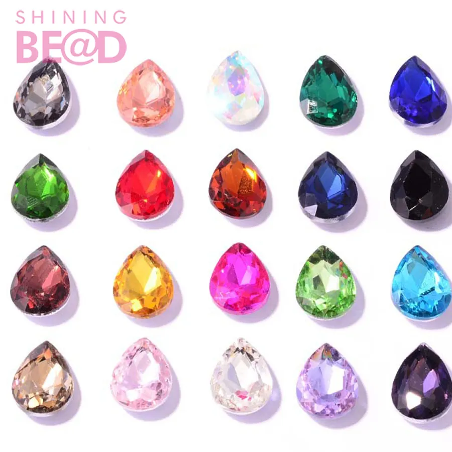 Diamantes de imitación de cristal con punta trasera, accesorios de joyería para prendas de vestir