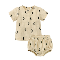 Vêtements pour bébés filles en lin et coton personnalisés, ensembles courts pour nouveau-nés, ensembles de vêtements pour bébés garçons, tenues d'été, vêtements pour enfants en gros