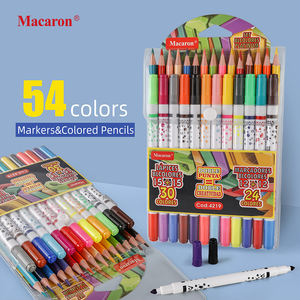 マカロン54色マーカーペン＆色鉛筆、ファッショナブルなデザインのパッケージ、学校用カスタムマーカーペンカラー、ハンドルロゴ入り - Product Image 2