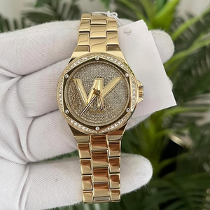 <span class=keywords><strong>Reloj</strong></span> <span class=keywords><strong>de</strong></span> Moda para <span class=keywords><strong>Mujer</strong></span> <span class=keywords><strong>de</strong></span> Acero Inoxidable con Cristales <span class=keywords><strong>de</strong></span> Cuarzo y Diamantes, con Logotipo Grande, Esfera <span class=keywords><strong>de</strong></span> Tres Agujas y Pantalla <span class=keywords><strong>de</strong></span> Indicadores - Product Image 1