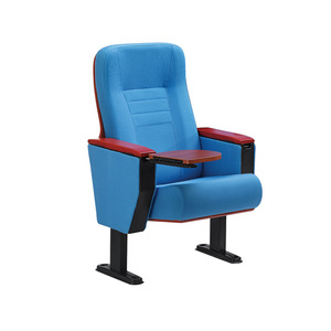 Silla de Auditorio Masao Azul Metálica con Respaldo Alto y Tablero de Escritura, Muebles para Teatro - Product Image 1