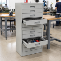 Armoire de rangement industrielle en acier à 10 tiroirs - Armoire à pièces métalliques thermolaquées avec tiroirs à roulement à billes lisses