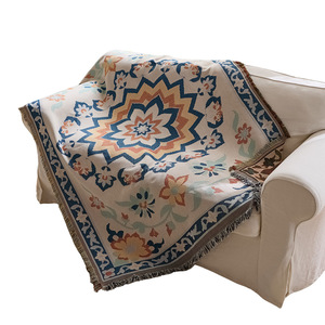 Printed <b>Sofa</b> Cover Polyester Cotton Washable Mediterranean Style Floral Pattern <b>Sofa</b> <b>Slipcover</b> One Piece <b>Sofa</b> Throw Blanket - Product Image 5