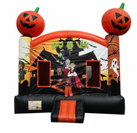 Château gonflable commercial d'Halloween en forme de citrouille pour enfants, idéal pour les fêtes.