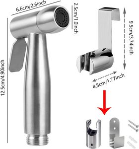 Pulvérisateur de bidet portable en acier inoxydable moderne, direct usine, pas cher, 1/2"*1M, durable, pour salle de bain, garantie 3 ans - Product Image 2