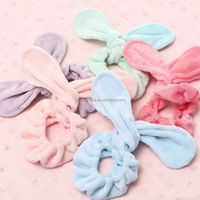 Bandeau personnalisé avec logo, en flanelle douce torsadée, en polaire corail, avec oreilles de lapin en peluche, réutilisable, antidérapant, coloré, tendance, taille unique