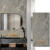 Panneaux PVC Marbre Brillant Imperméables Personnalisables, Feuilles PVC Marbre UV, Panneaux Muraux PVC 3D pour la Décoration d'Appartements, Hôtels et Villas