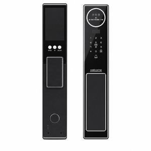 Serrure de porte intelligente noire T18, en alliage d'aluminium usiné CNC, déverrouillage par reconnaissance faciale et mot de passe - Product Image 2