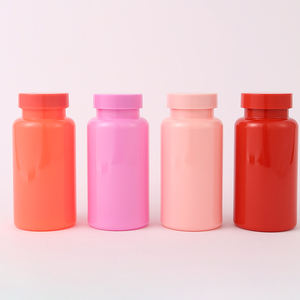 Envase de Cápsulas de PET Personalizado y Económico de 150 ml, Botella de Plástico Vacía Roja y Rosa para Suplementos, Vitaminas y Pastillas - Product Image 1