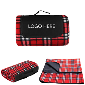 Couverture de pique-nique pliable personnalisable avec logo, en polaire douce, avec poignée de transport facile et support imperméable, idéale pour les activités promotionnelles - Product Image 1