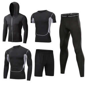 Personalisierbares Sportbekleidungs-Kompressionsset aus Polyester, schnelltrocknend und elastisch, 5-teilig, Trainingsbekleidung, Fitnessbekleidung für Herren, Fitnessstudio-Bekleidung - Product Image 6