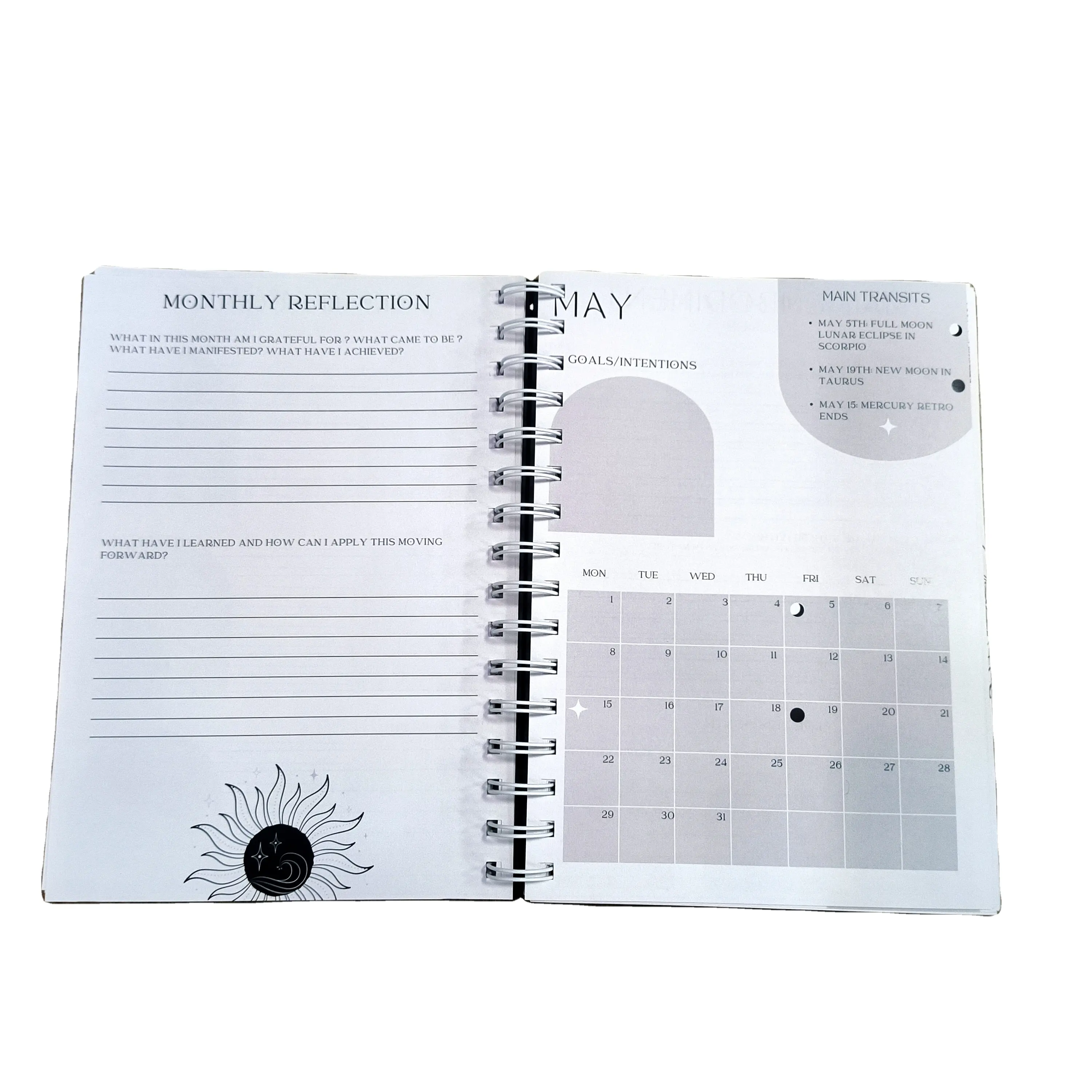 Hardcover Spiraal Planner Hout Stationaire Notebook Aangepaste Binnenpagina Tag Tijdschriften