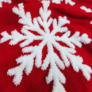 Tissu en polaire sherpa tricoté cationique 100% polyester jacquard 3D flocon de neige personnalisé à une face pour décorations de Noël - Product Image 6