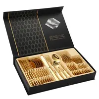 Hersteller Luxus 24 Stück Geschenk box Geschirr Besteck Gabel Messer und Löffel Set Edelstahl Besteck