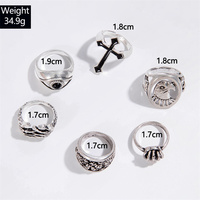 Punk Style 6 pièces/ensemble anneau d'oeil bijoux de mode anneaux croisés exagérés pour hommes