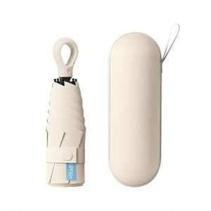 Sombrilla Plegable Manual Portátil con Forma de Corazón, Protección Solar para Todo Clima, Estilo Cápsula, Recubrimiento Negro, UPF50+, Protección UV, Sombrilla para Mujer - Product Image 3