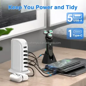 PD20W Cargador <span class=keywords><strong>USB</strong></span> Multipuerto 5 en 1 5V4A Cargador de Escritorio de Carga Rápida para Cámara Móvil del Hogar Reproductores de Juegos Cargador de Escritorio - Product Image 5