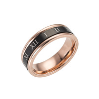 Europäisch-Amerikanische Mode 18K Vergoldeter Edelstahlring mit Römischen Ziffern, Drehbares Breites Band, Trendiger Party-Ring für Damen