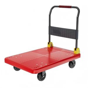 Chariot à plateforme pliable vert à quatre roues, chariot réglable, chariot de rangement portable en plastique pour atelier, usage industriel et extérieur - Product Image 2