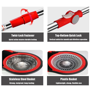 Đen 360 độ xoay sàn làm sạch lau Set với dễ dàng-to-hoạt động đầu nhựa thép xoắn xử lý đóng hộp với xô - Product Image 5