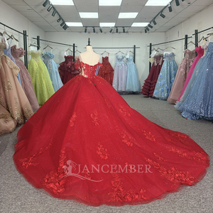<b>Red</b> Ball Gown Wedding Dress Plus Size Bridal Gown Dy20259-2 - Product Image 2